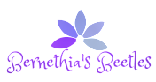 Bernethia's Beetles purple flower logo